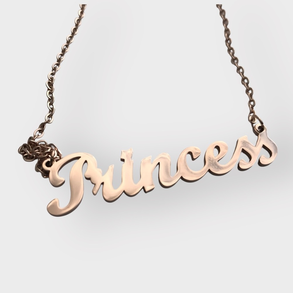 Rose Gold Titanium Stainless Steel Princess Necklace Custom Handcrafted - Picture 7 of 11